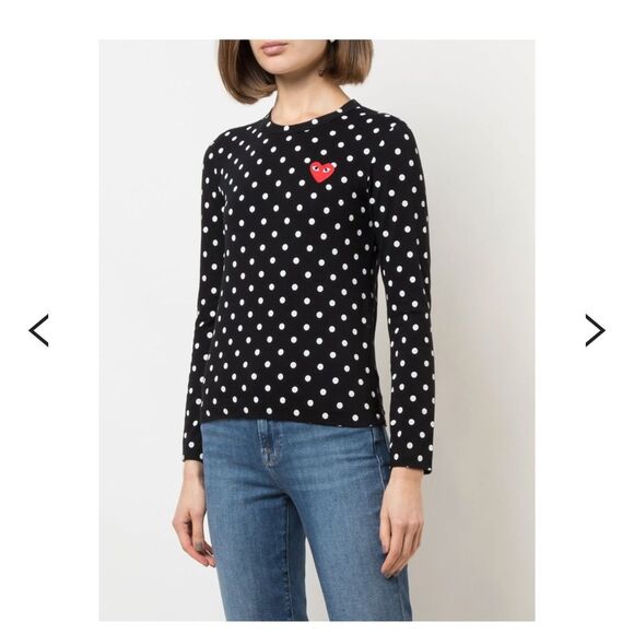 Comme Des Garçons Play Polka Dot T-shirt Black White Long Sleeve Size XL - Picture 1 of 13